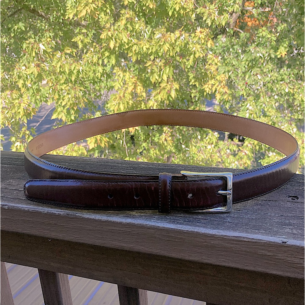 Martin Dingman dark brown calfskin leather belt